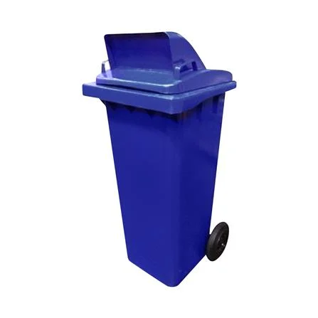 ถังขยะเหลี่ยม ฝาช่องทิ้ง มีล้อ ACCO 120L สีน้ำเงิน