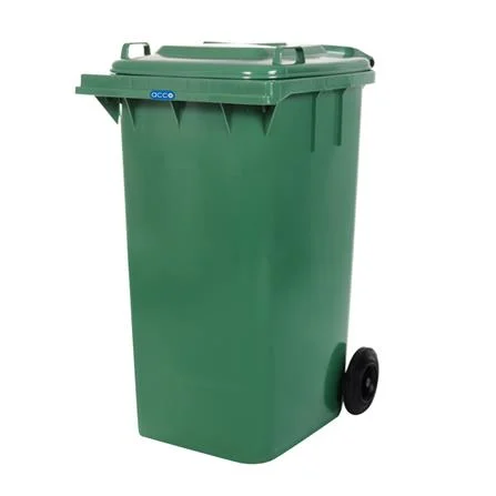 ถังขยะเหลี่ยม ฝาเปิด-ปิด มีล้อ ACCO 240L สีเขียว